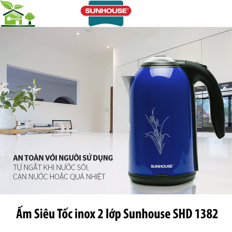 Ấm siêu tốc inox 2 lớp 1.7 L SUNHOUSE SHD1382