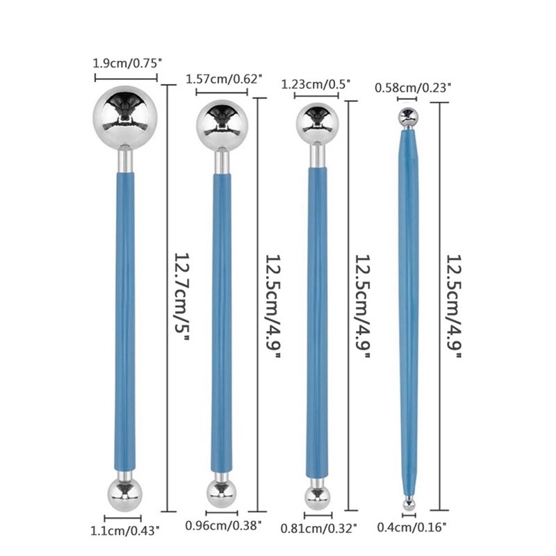 Bộ 4 que đầu tròn tạo hình fondant