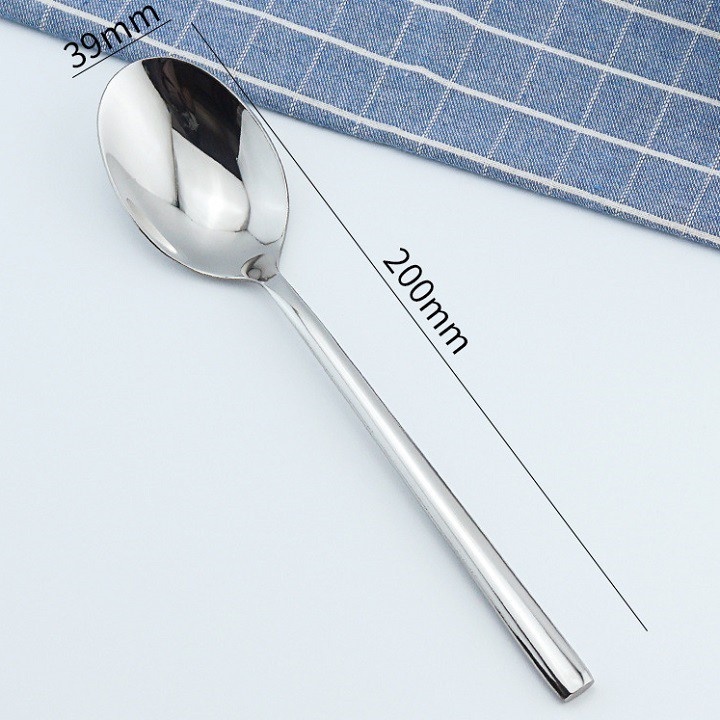 Muỗng inox thìa cán dài vuông cao cấp phong cách Hàn Quốc sáng bóng bền đẹp