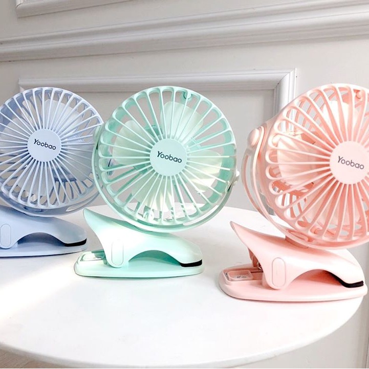 QUẠT SẠC MINI  xoay góc 720 độ,32 tiếng, đế kẹp đa năng full màu