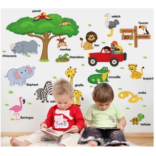 Decal Dán Tường Hình Thú Tiếng Anh Cho Bé