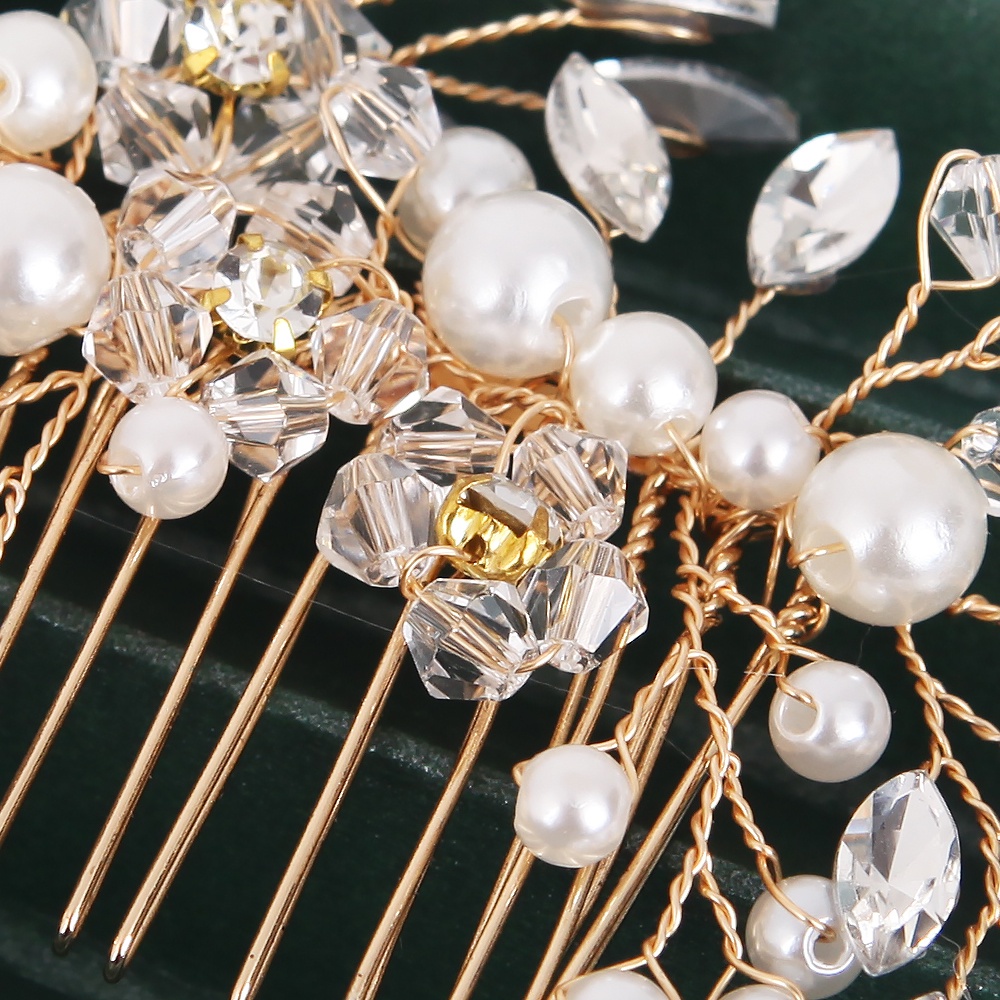 Lược Cài Tóc Đính Đá / Ngọc Trai Giả Lấp Lánh Cho Cô Dâu / Phụ Kiện Tóc Tuyệt Vời