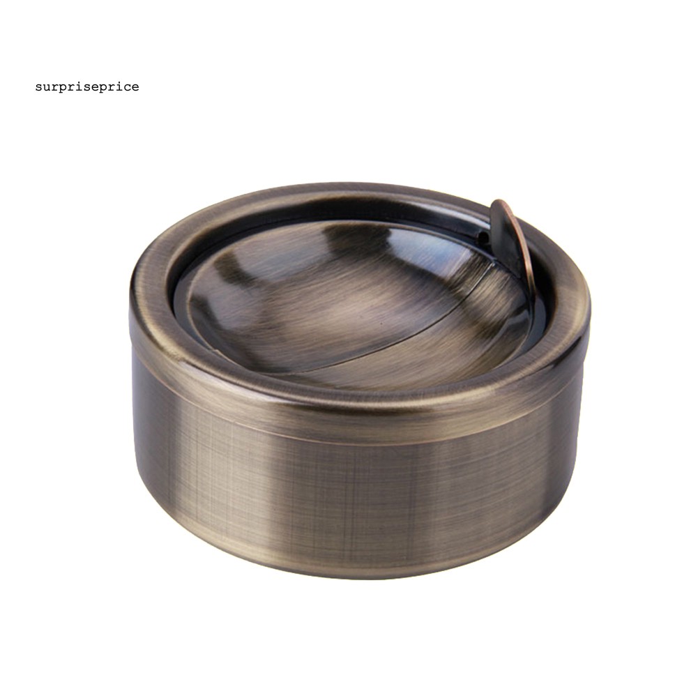 Gạt tàn thuốc lá bằng thép không gỉ hình tròn có nắp đậy tiện lợi