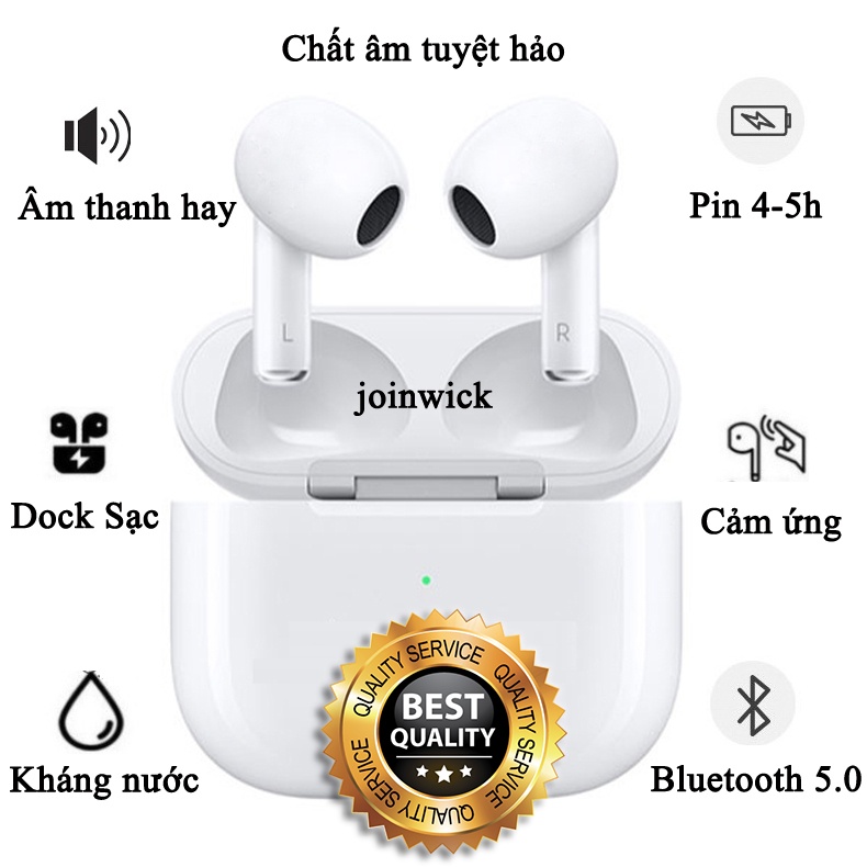 Tai nghe bluetooth AP3 thế hệ 3 cao cấp - Âm thanh hay, cảm ứng đa điểm, định vị, đổi tên, sạc không dây