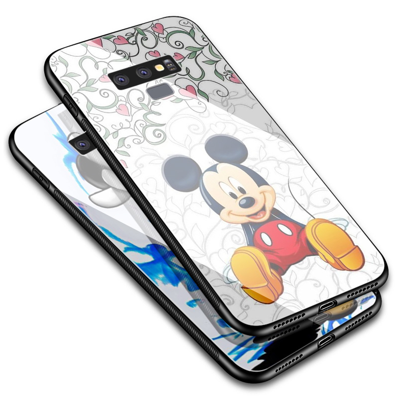 DISNEY Ốp Điện Thoại Kính Cường Lực Cạnh Mềm Hình Chuột Mickey Minnie Cho Samsung Galaxy S7 Edge S8 S9 S10 S20 Plus Fy45