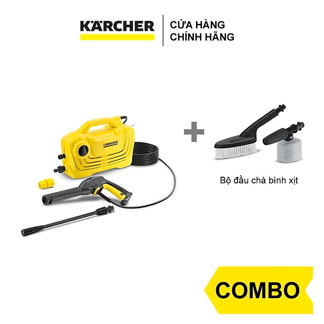 Combo Máy phun rửa áp lực cao Karcher K 2 Classic và Bộ đầu chà, bình xịt