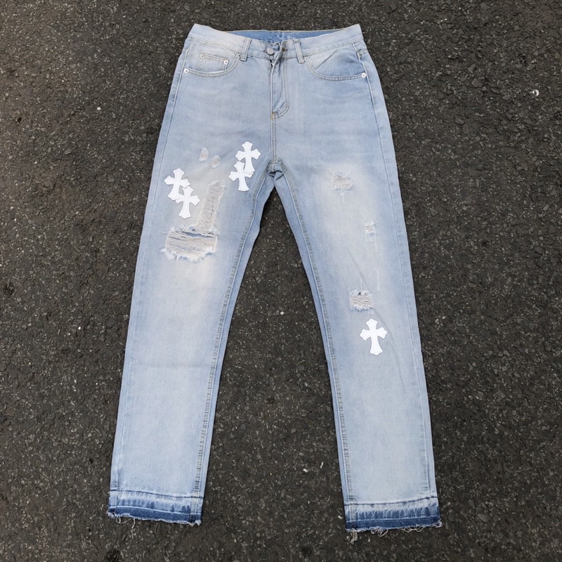 Quần Jeans Hoạ Tiết Chrome Heart
