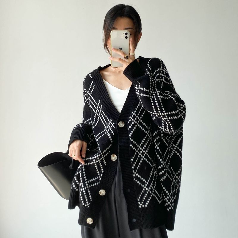Áo Len Cardigan Dệt Kim Phong Cách Lười Phong Cách Hàn Quốc Áo Khoác Dài Vừa Cổ Điển Rộng Rãi