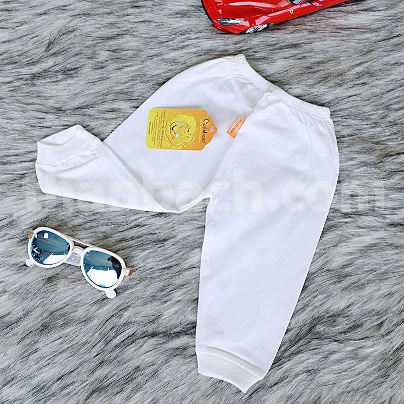 Quần sơ sinh dài cotton trắng trơn Babiboo BB32