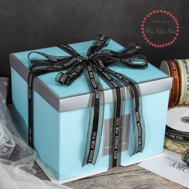 [Cuộn 22m/45m] Dây Ruy Băng Voan Lụa In Chữ ❤️BEST WISHES FOR YOU❤️ Bản 2.5cm Hàng Loại 1
