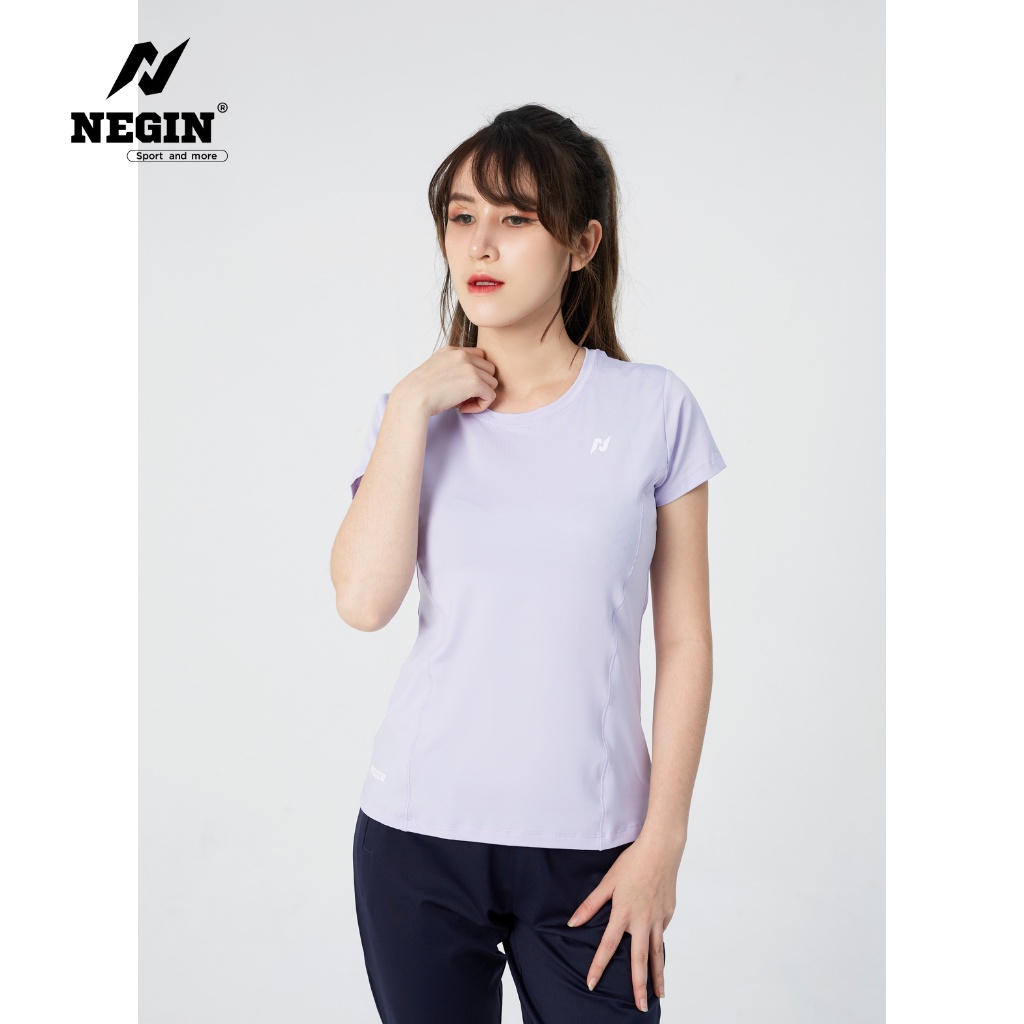 Áo Thun T-Shirt Nữ NEGIN Thiết Kế Cổ Tròn Ngắn Tay Form Ôm Body, Chất Vải Co Giãn Thoáng Mát AN348W