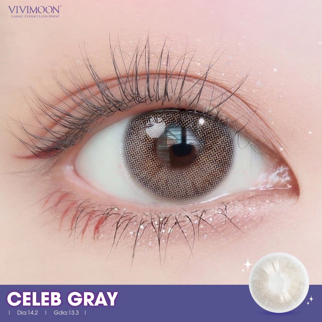 Lens Xám Tây Sáng Cho Mắt Thở CELEB Gray Cận từ 0 - 8 Độ Giãn Nhẹ VIVIMOON