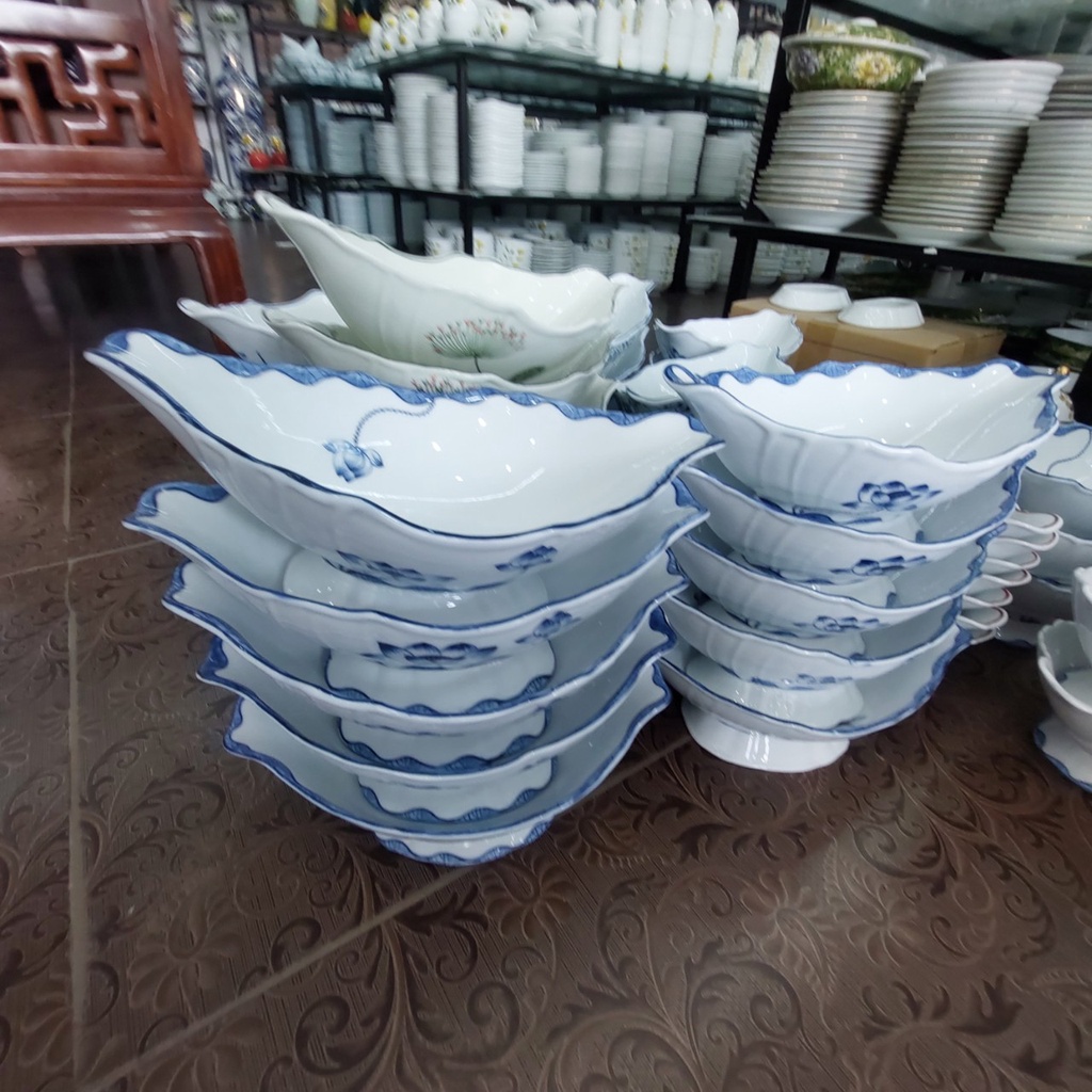 Bát thuyền Bát đĩa đựng xôi gà cúng nguyên con hàng Gốm sứ Bát tràng cao cấp