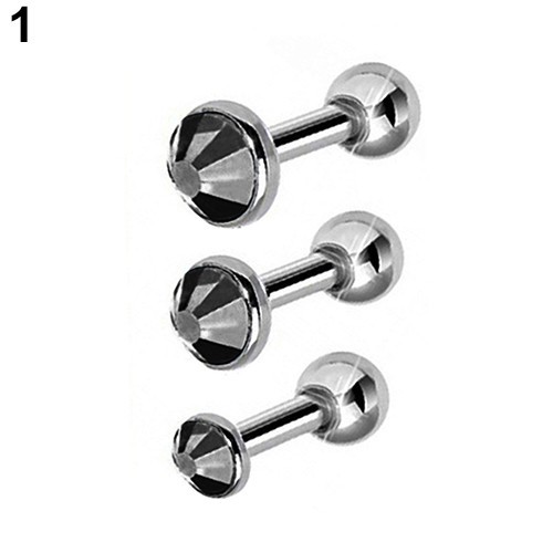 Bộ 3 bông tai đuôi vặn đính đá độc đáo cho nữ