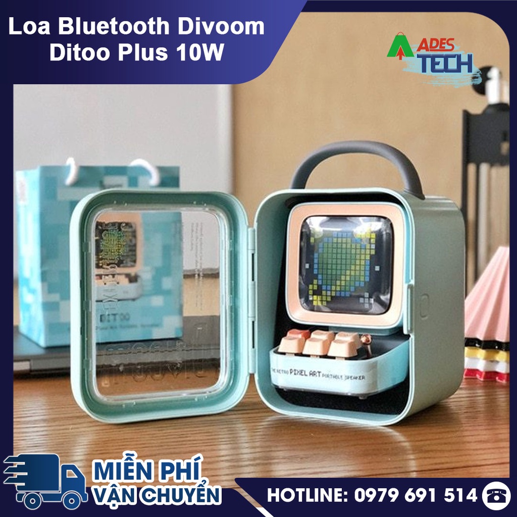 Loa Nghe Nhạc Bluetooth Divoom Ditoo Plus 10W - Hình Dáng Máy Tính Cổ, Màn Hình LED 256 Full RGB - Chính Hãng NEW 2021