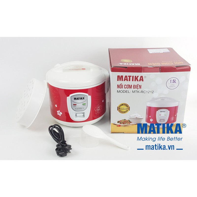 NỒI CƠM ĐIỆN NẮP GÀI MATIKA MTK- RC1212 1.5 LÍT