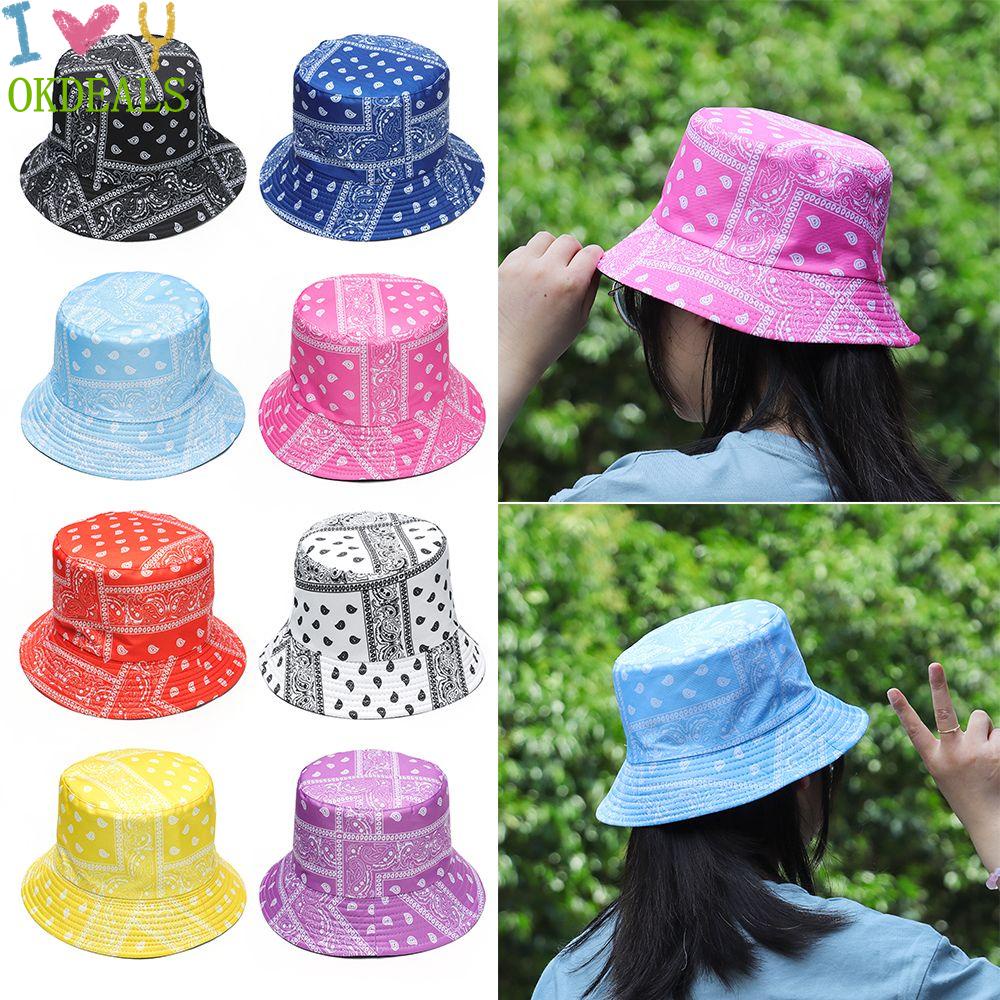 OKDEALS Hip Hop Sun Hat Cashew Print Fisherman Hat Bucket Hats Reversible Women Men Basin Bob Caps Fishing Panama Hat/Multicolor