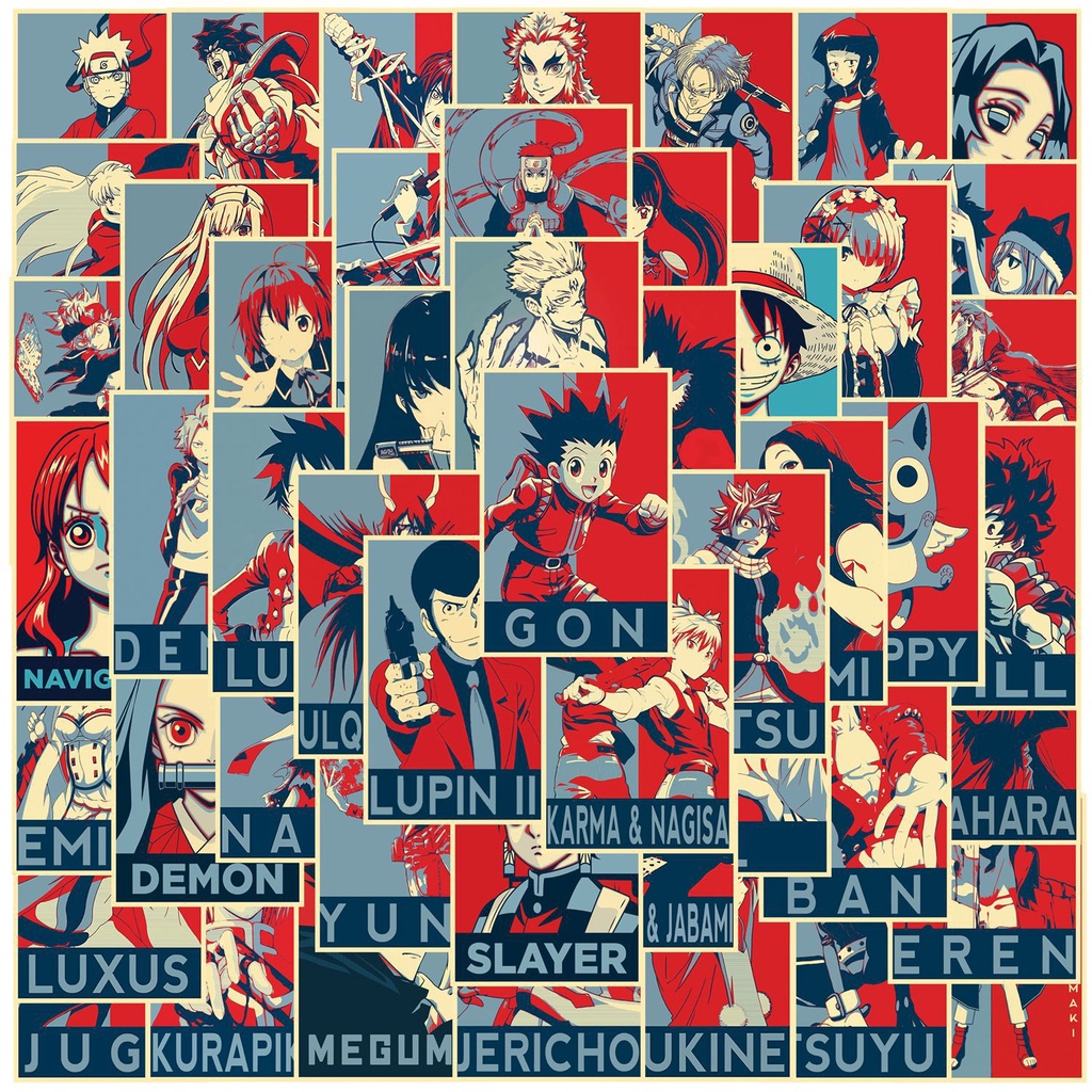 Bộ 50 miếng dán hoạt hình trang trí đa dụng