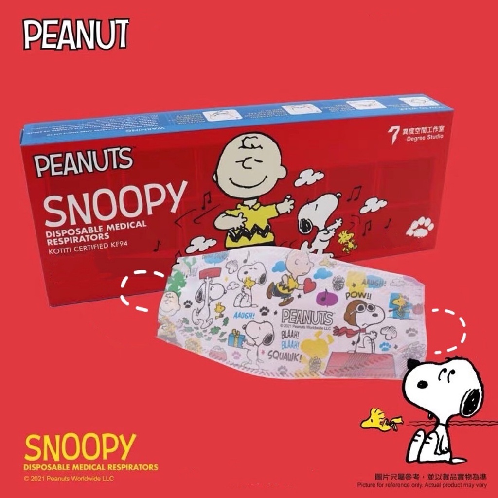 Set 10 / 20 / 50 Khẩu Trang 3 Lớp Dùng Một Lần Họa Tiết Hoạt Hình Snoopy K.N94