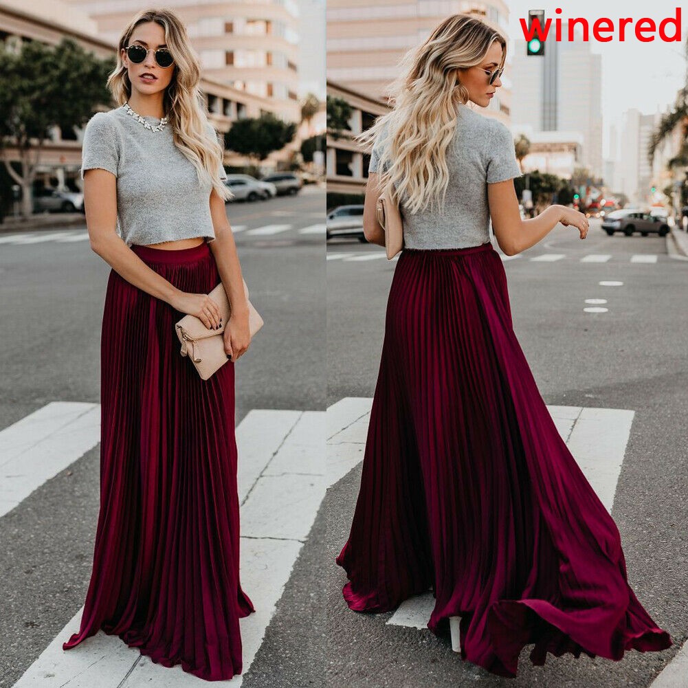 Chân váy maxi chiffon dáng dài thời trang nữ tính