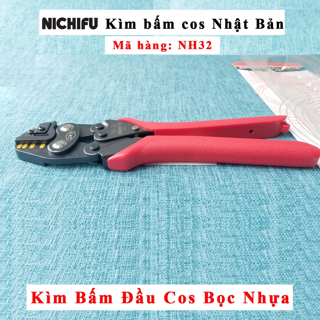 Kìm bấm cosse NH32 Nichifu Nhật Bản -cho đầu cos bọc nhựa, có trợ lực, hiện số sau bấm- size cos 0.3, 0.5, 1.25, 2mm2