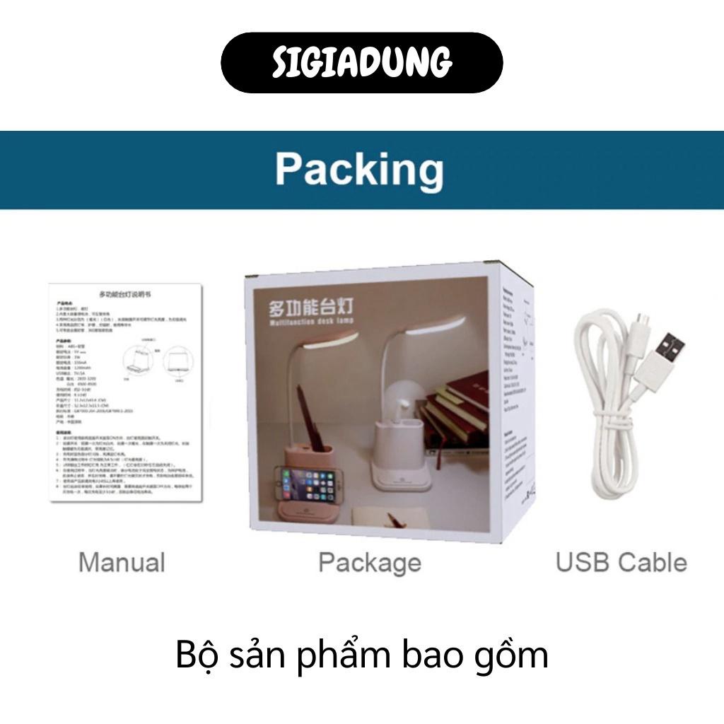 [SGD] Đèn Học Để Bàn - Đèn Chống Cận Đa Năng 4in1, Khay Đựng Bút, Có USB Cắm Sạc 8504