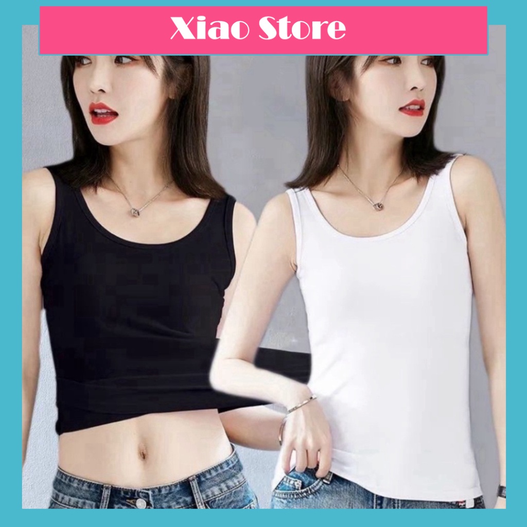 Áo ba lỗ nữ thun lạnh mặc siêu mát chất đẹp mầu trắng đen deal tốt xiao shop