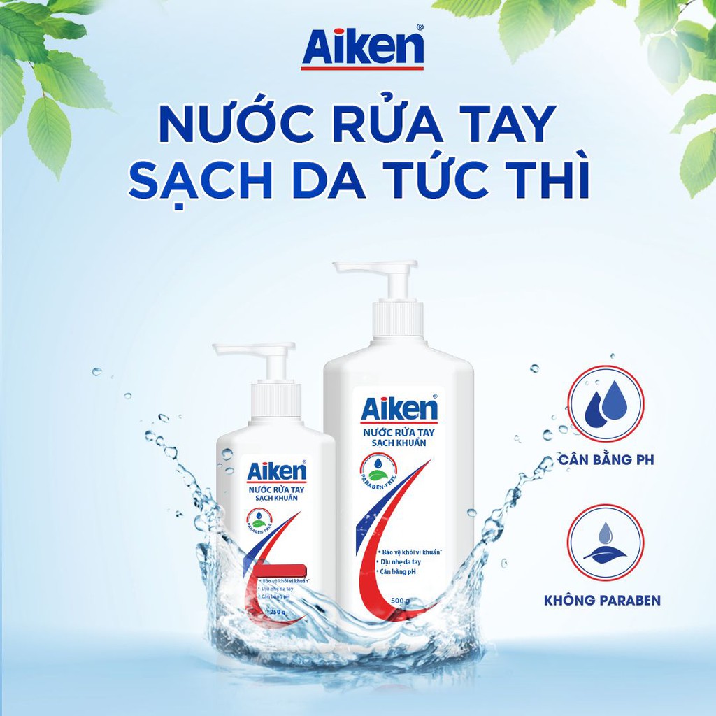 [Mã COSBDAG5 giảm 8% đơn 150k] Aiken Nước rửa tay Sạch khuẩn 500g