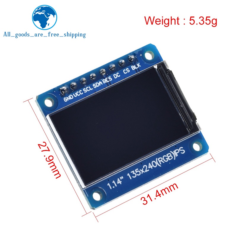 1 Màn Hình TFT Màu Sắc HD IPS 1.14 inch 3.3V 8PIN ST7789 IC 135*240