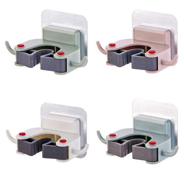 [Loại 1 Có Hộp] Móc Dán Tường Kẹp Giữ Cây Lau Nhà, Chổi, Vật Dụng Siêu Chắc Không Cần Khoan Đục
