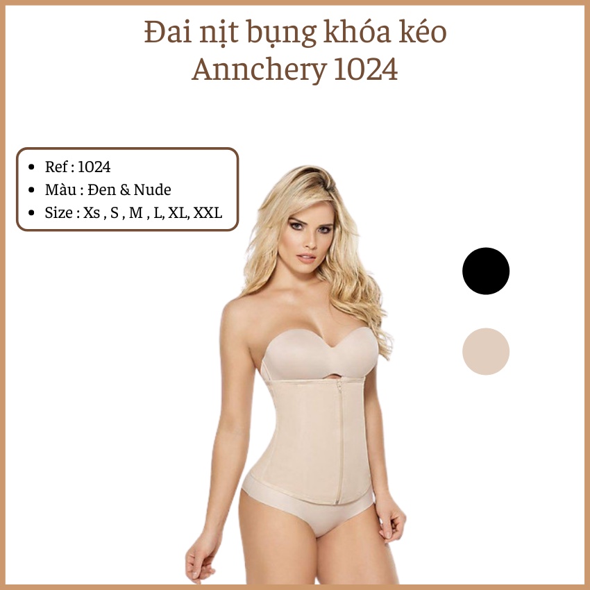 Đai nịt khoá kéo Annchery 1024 🔥 CAO CẤP 🔥 đai định hình khóa kéo chất liệu lưới không dãn, ôm bó sát cơ thể