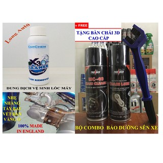 Combo bảo dưỡng sên Thunder - Dung dịch vệ sinh lốc máy X30 120ml