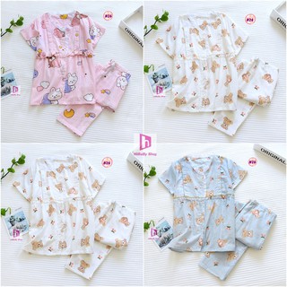 Pijama Bầu Sau Sinh (Vải Xô nhật) Mặc hè cực mát N26