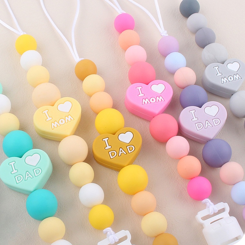 Kẹp Núm Vú Giả Bằng Silicone Đính Hạt Trái Tim Cho Bé Sơ Sinh