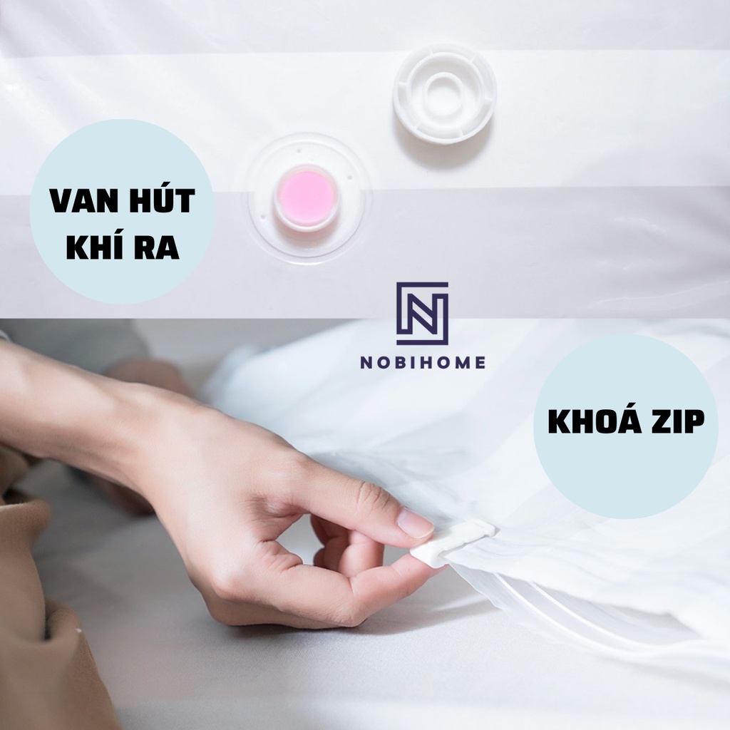 Túi Hút Chân Không Đựng Quần Áo Chăn Gối Nobihome Combo 8 Túi Tặng Kèm Bơm Tay,túi chân không đựng quần áo