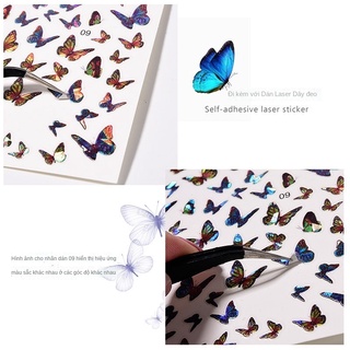 sticker nail 3D làm móng dán chống thấm nước sách nhỏ màu đỏ bán chạy hot phong cách dán móng tay bướm