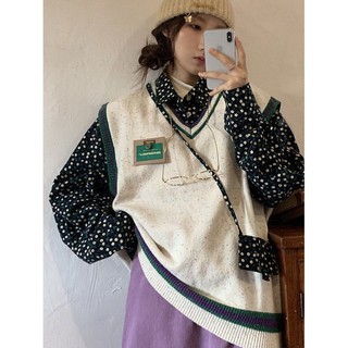 Set Áo Sơ Mi Đen Dài Tay + Áo Ghi Lê Phong Cách Hàn Quốc 2020 Cho Nữ