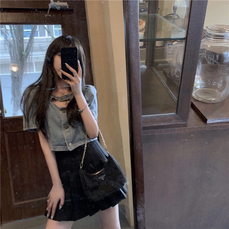 Áo Croptop jean nữ phong cách hàn quốc mẫu mới mã QD070