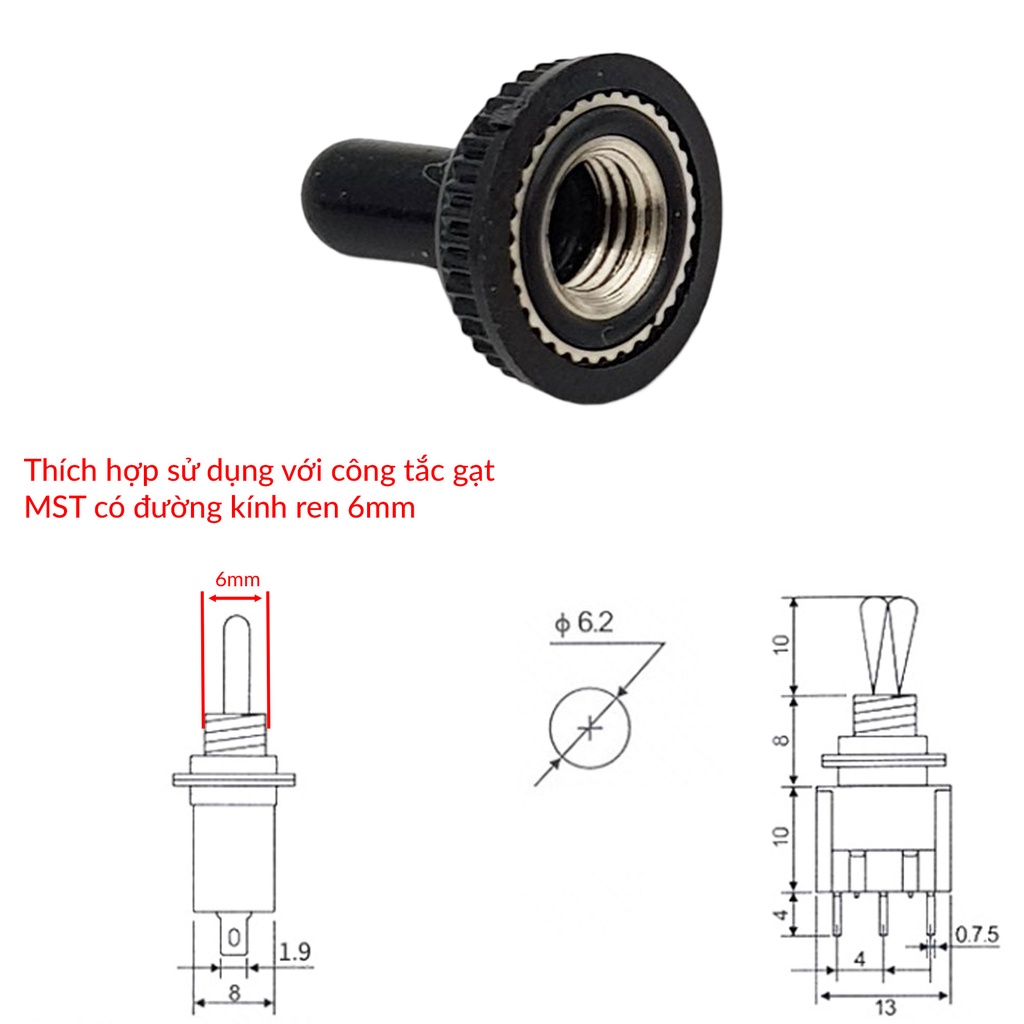 Nắp cao su chống nước cho công tắc gạt MTS-102/103/202/203