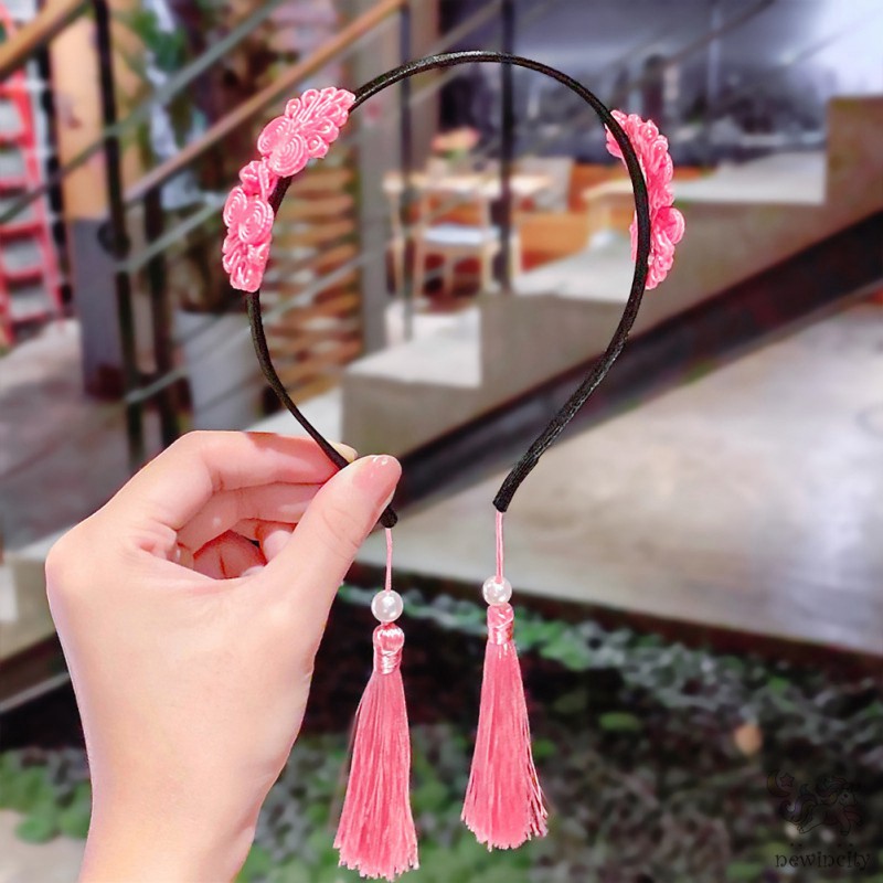 Bộ 2 kẹp tóc/ 1 băng đô tua rua phong cách Trung Hoa cổ điển xinh xắn đáng yêu cho bé gái