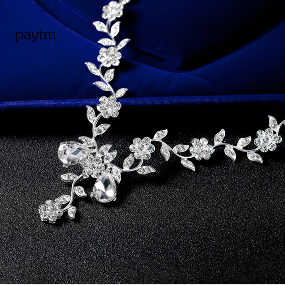 Set Vòng cổ Và Đôi Khuyên Tai Đính Đá Thời Trang Thanh Lịch Dành Cho Nữ