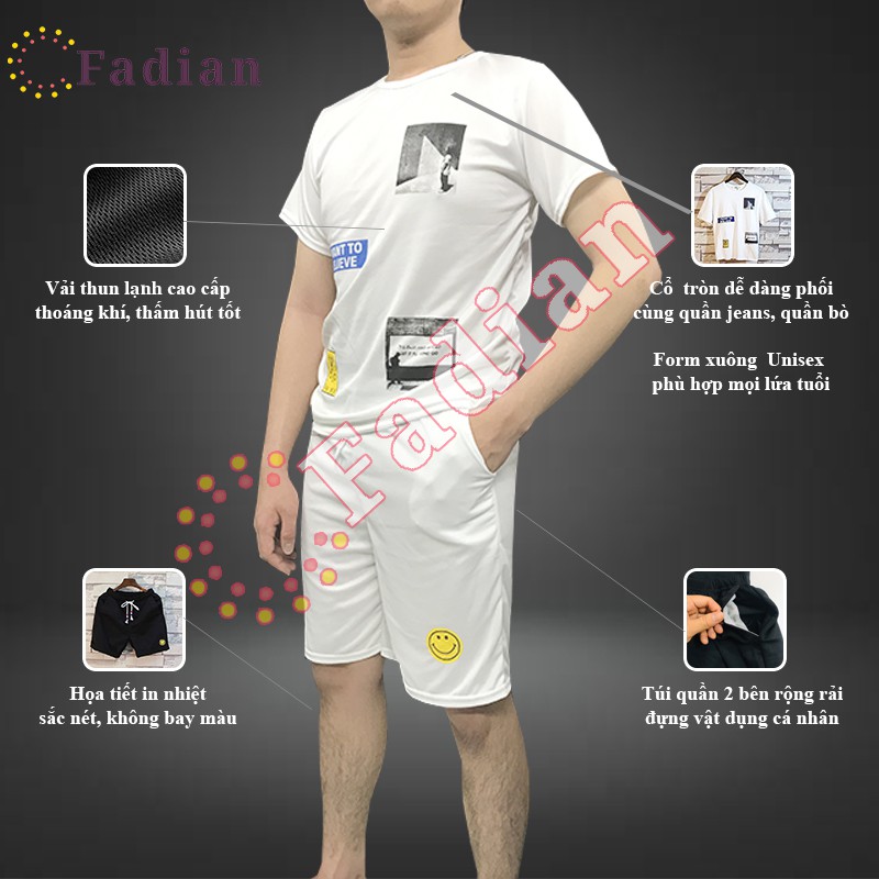 Set đồ bộ nam nữ, đồ thể thao nam mặc nhà tay ngắn form chuẩn phong cách Ulzzang Unisex in chữ I WANT TO BELIVE | BigBuy360 - bigbuy360.vn