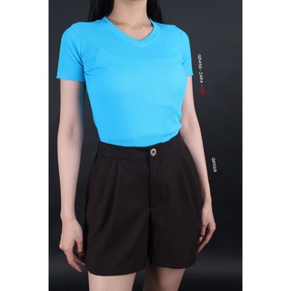 Q8456 - Áo thun gân lớn Zara cổ tim tay ngắn, trơn