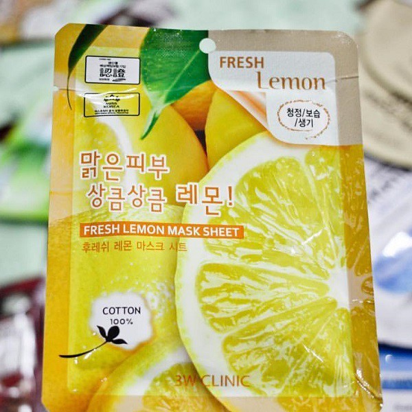 Combo 10 mặt nạ dưỡng da chiết xuất từ chanh 3W Clinic Fresh Lemon Mask Sheet 23ml x 10