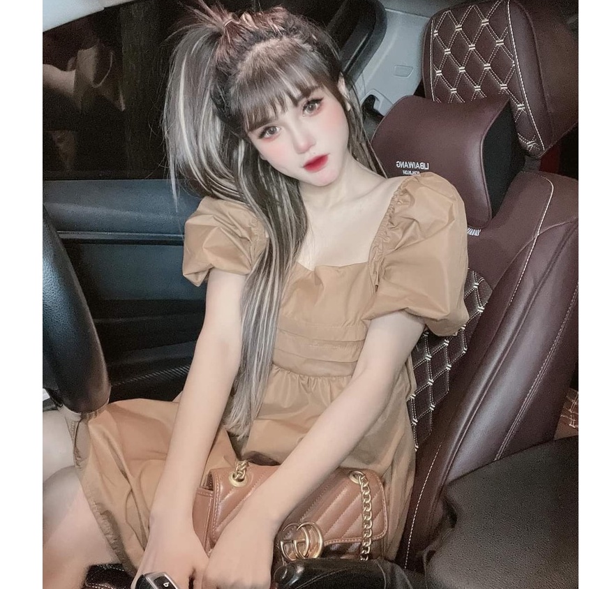 Váy đầm nữ chun nhấn nơ sau dáng ngắn sexy