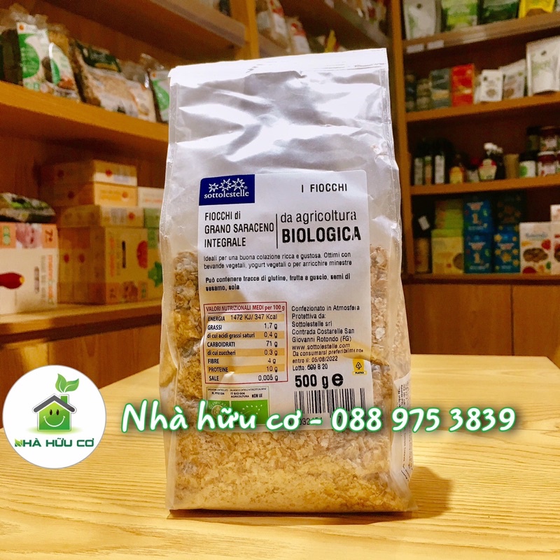 Kiều mạch nguyên cám hữu cơ cán dẹt SOTTOLESTELLE 500g - Date: 5/8/2022 - Organic Whole Buckwheat Flakes - Nhà Hữu Cơ