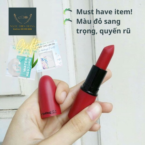 (Bill)Son MAC mini RUBY WOO/CHILI/Lady Danger/ Relentlessly/ russian red minisize and fullsize chuẩn auth