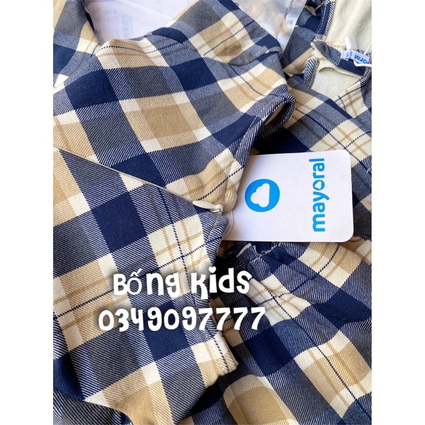Váy Thu Bé Gái Kẻ Nhún Navy MOR
