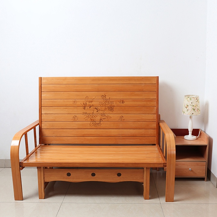 Giường tre, giường tre sofa gấp gọn thành ghế, giường tre gấp gọn đa năng kích thước 120cm