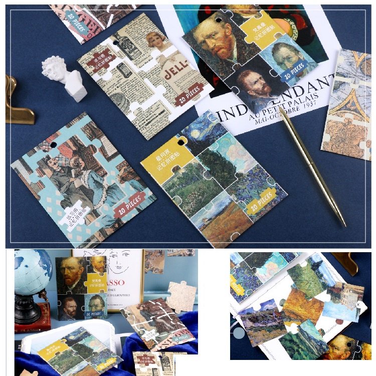 Bộ Xếp Hình Van Gogh 20 Mảnh Sticker - Puzzle Nghệ Thuật Độc Đáo Sáng Tạo Bullet Journal Quà Tặng